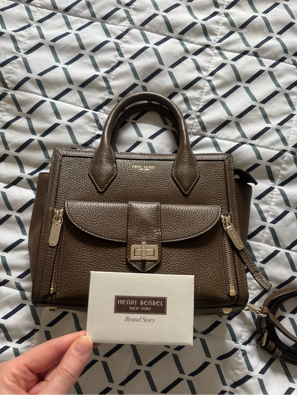 Henri Bendel Convertible Rivingtin Mini Tote in Brown Pebbled Leath…